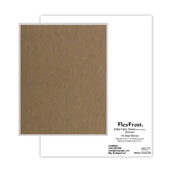 FlexFrost® Shimmer Edible Fabric Sheets - Bronze Shimmer