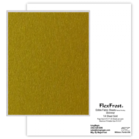 FlexFrost® Shimmer Edible Fabric Sheets - Gold Shimmer