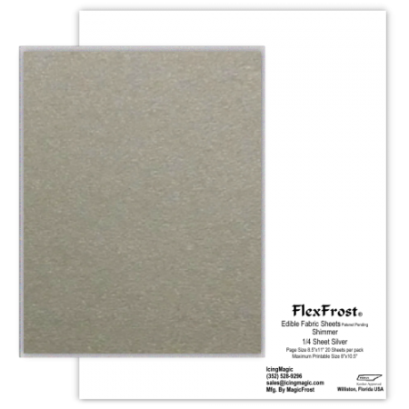FlexFrost® Shimmer Edible Fabric Sheets - Silver Shimmer