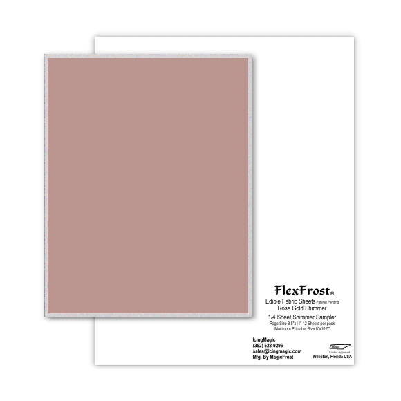 FlexFrost® Shimmer Edible Fabric Sheets - Rose Gold Shimmer