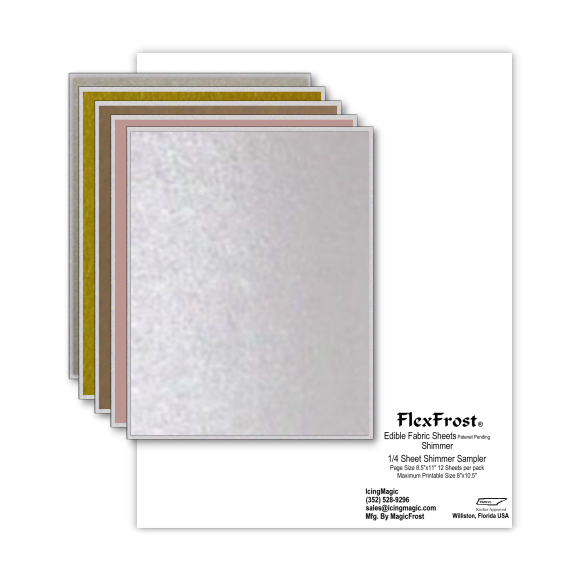 FlexFrost® Shimmer Edible Fabric Sheets - Shimmer Sampler